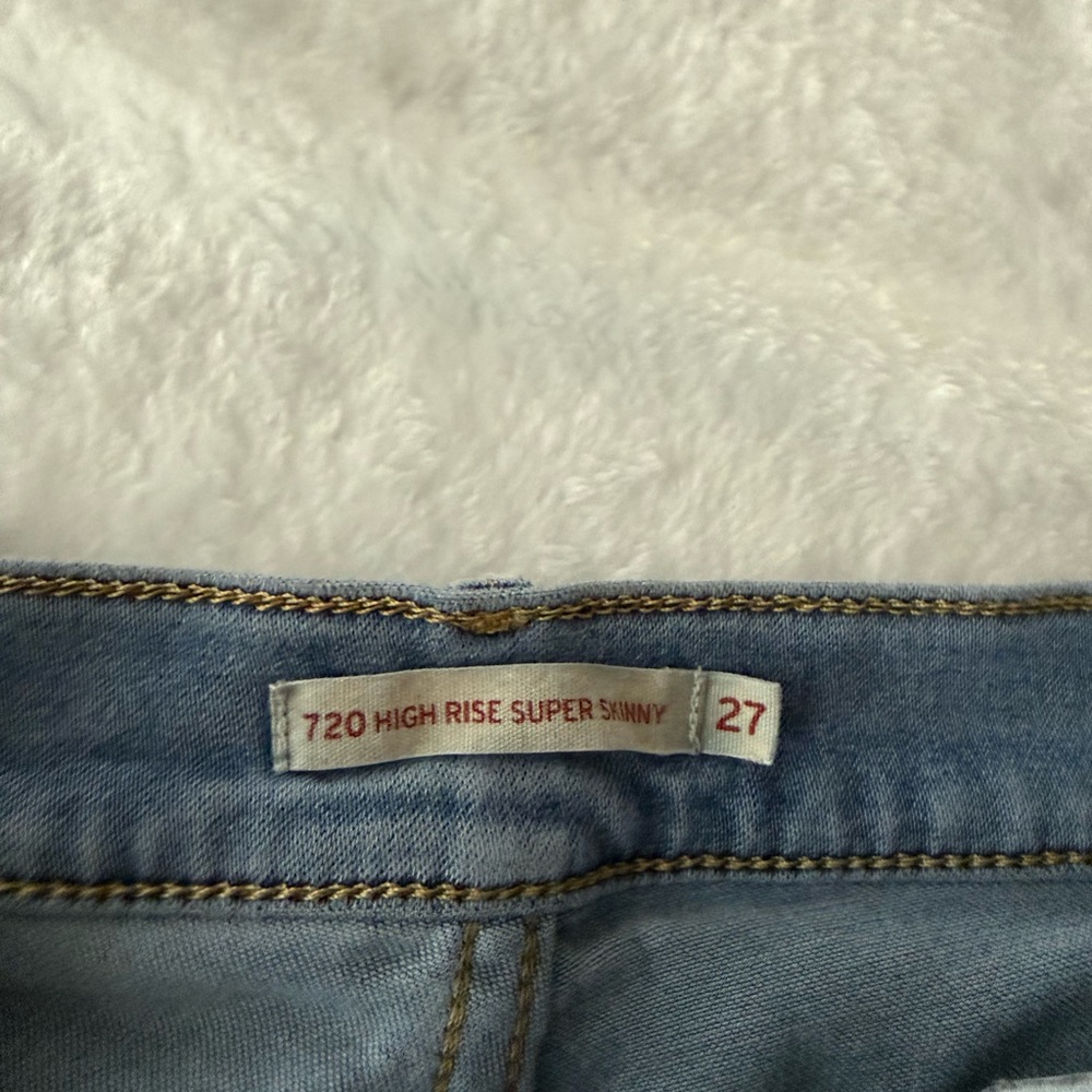 Levi’s 720 High Rise Super Skinny Stretch Distressed Jeans Size 27 - Picture 5 of 7